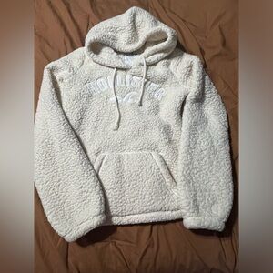 Hollister Co Sherpa hoodie in cream and white